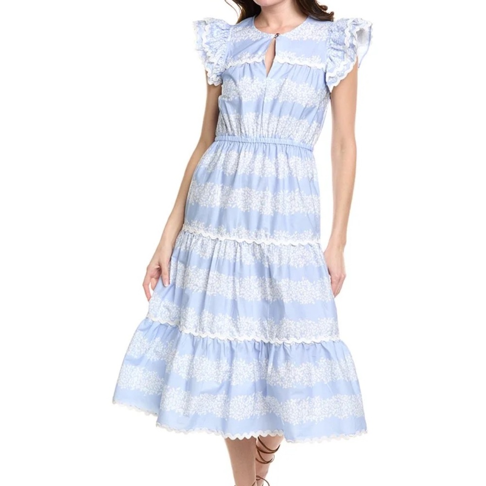 Sail to Sable Light Blue and White Floral Dress